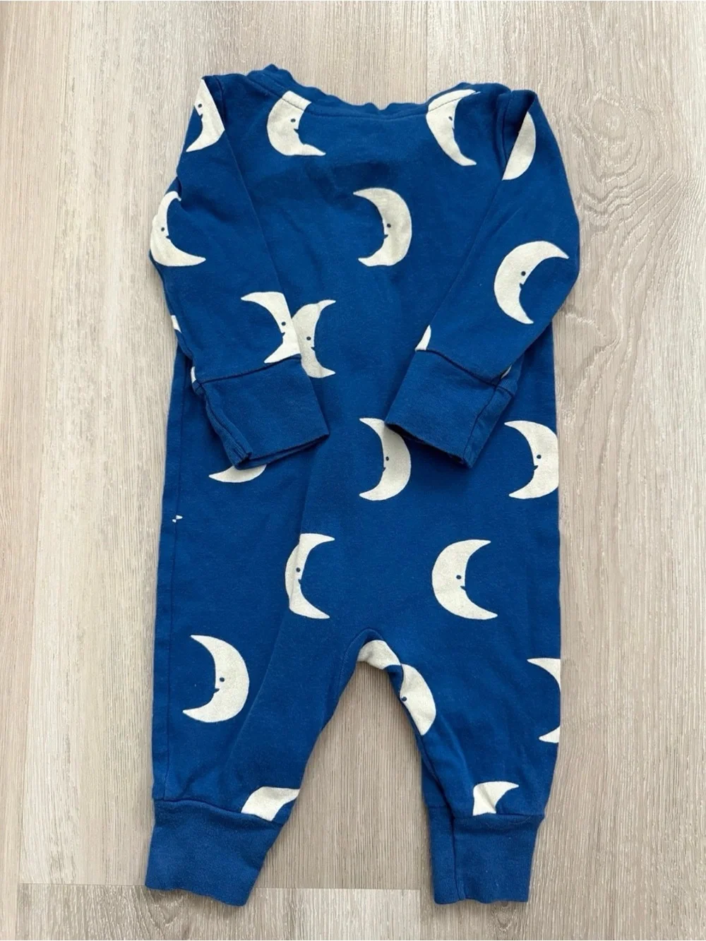 Navy Moon-Print Infant One-Piece Pajama